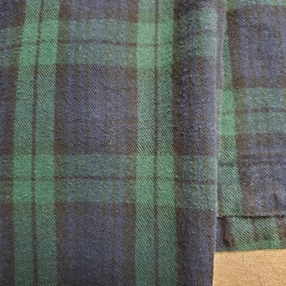 LL Bean flannel pajamas women's XL petite green and blue Scotch plaid pockets - Picture 16 of 16